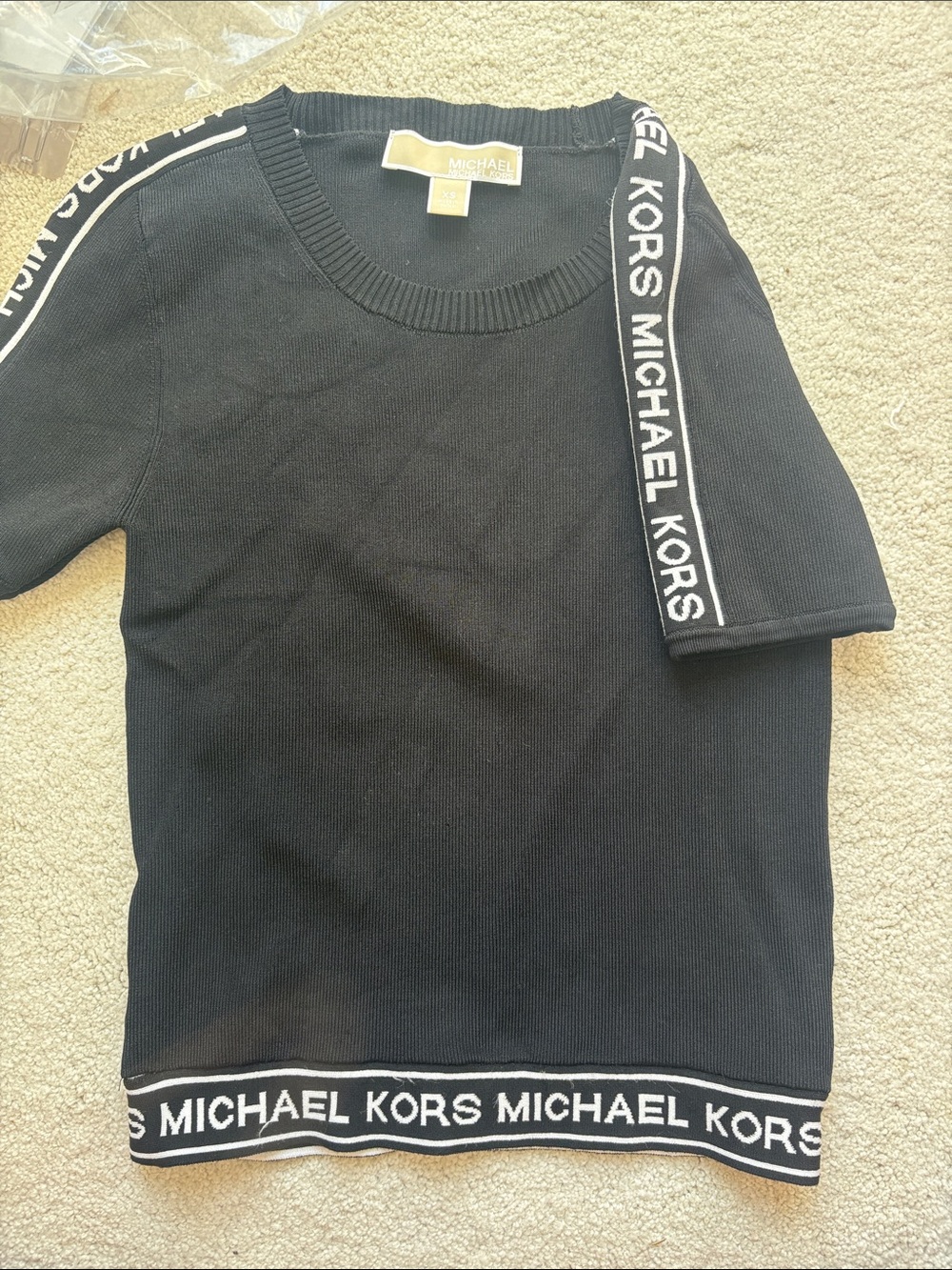 Michael Kors Black Crewneck with Logo Trim. Thick material